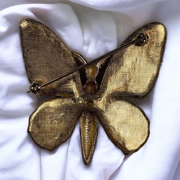 Vintage CINER Butterfly Brooch with Pearls and Rhinestones - Picture 2 of 3